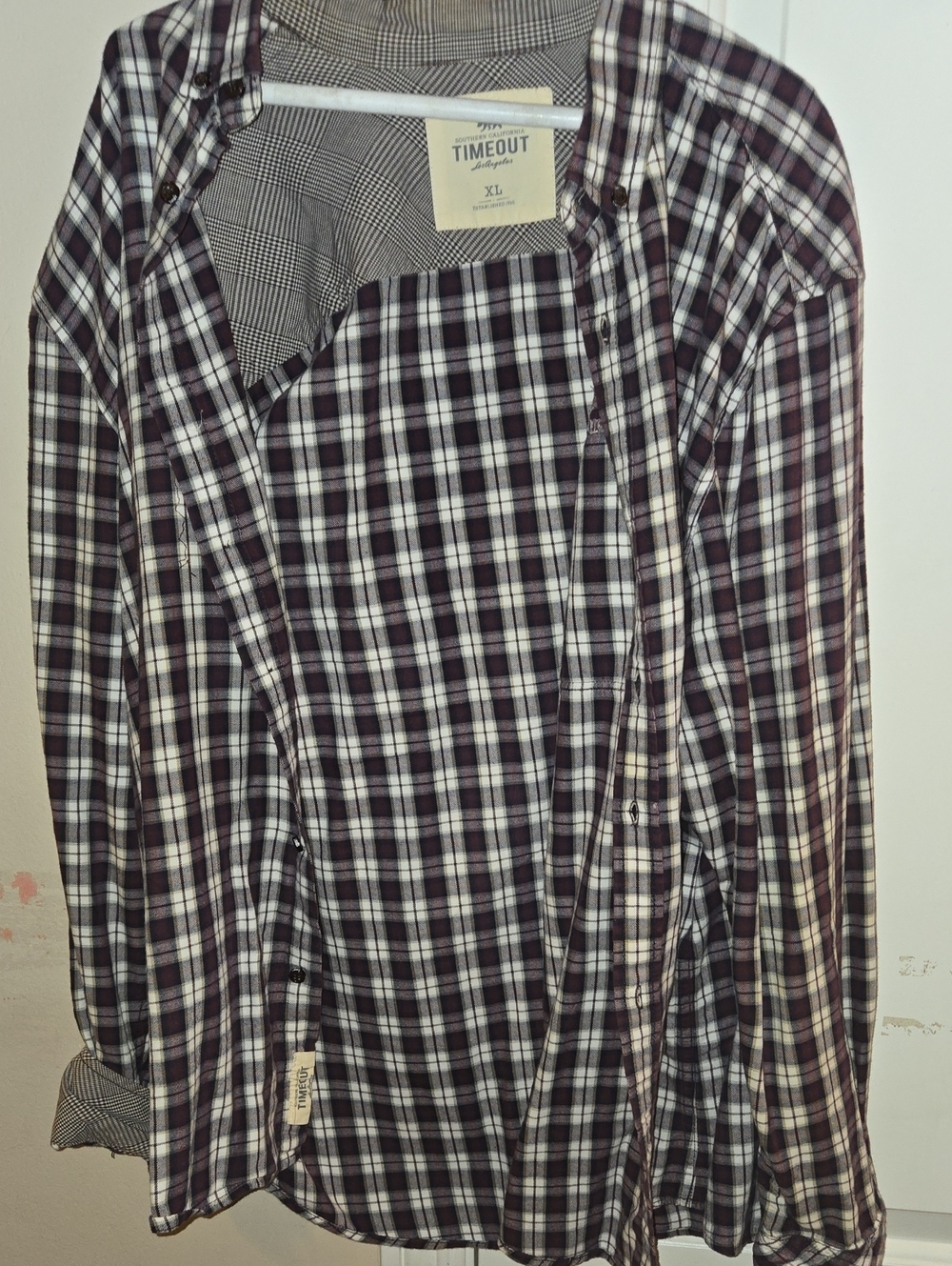 Men’s Plaid Button-Down Shirt - Black & White By Southern California Timeout Los